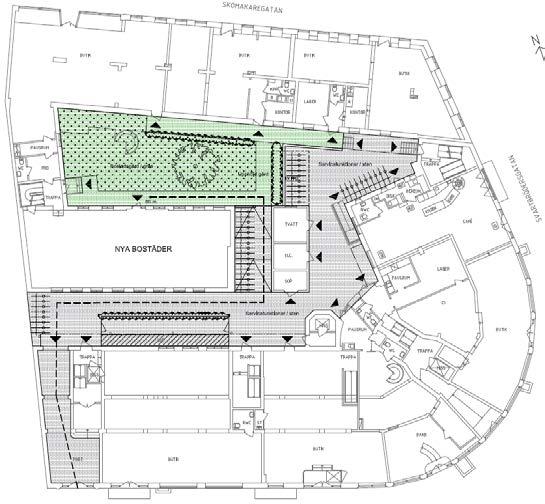 Plan 6 Befintliga ytor Plan 6 Ny yta med takhöjning Principsektion befintliga ytor Principsektion ny yta Förslaget