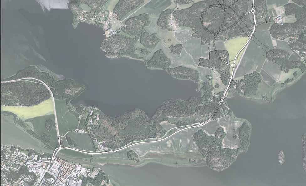 4. Förslag Vägen får en ny mjukare linjeföring över åkermarken. Planskild gångväg under Ekerövägen förbinder Edeby med busshållplatsen på vägens västra sida.