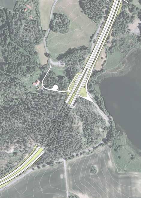 8.1.2 tunnelmynningar och närliggande landskap Lindötunneln i harmoni Landskap i vägrummet På den västra sidan om Lindötunneln, ut mot det öppna landskapet på Lindö, finns risk för att en skarp