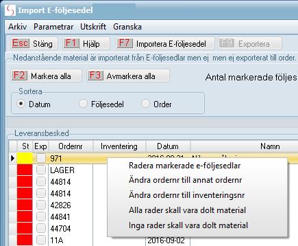 Det går att importera raderna trots att de saknas i pris-/artikellistan och även om de ligger med 0kr.