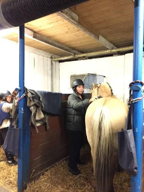 ensamkommande killar från ett boende kommer och rider under 10 veckor för att pröva på, umgås med både hästar och häsintresserade ungdomar.