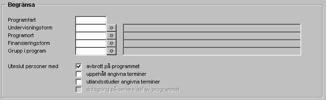 antagningstermin) I en del funktioner finns det knappar med texten Begränsa som för dig till begränsningspaketet.