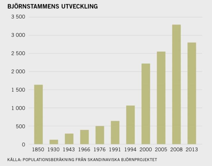 Populationsberäkningen är baserad på björnobservationer och inventering av spillning.