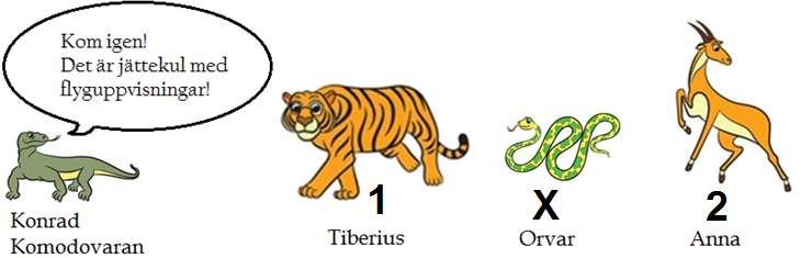 Komodovaranen Konrad bjöd med sina vänner; Tiberius, Orvar och