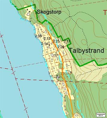 Strandskydd Strandskydd råder inom ett avstånd av 100 meter från strandlinjen, vilket innebär, att samtliga fastigheter väster om lokalgatan berörs av strandskyddet.