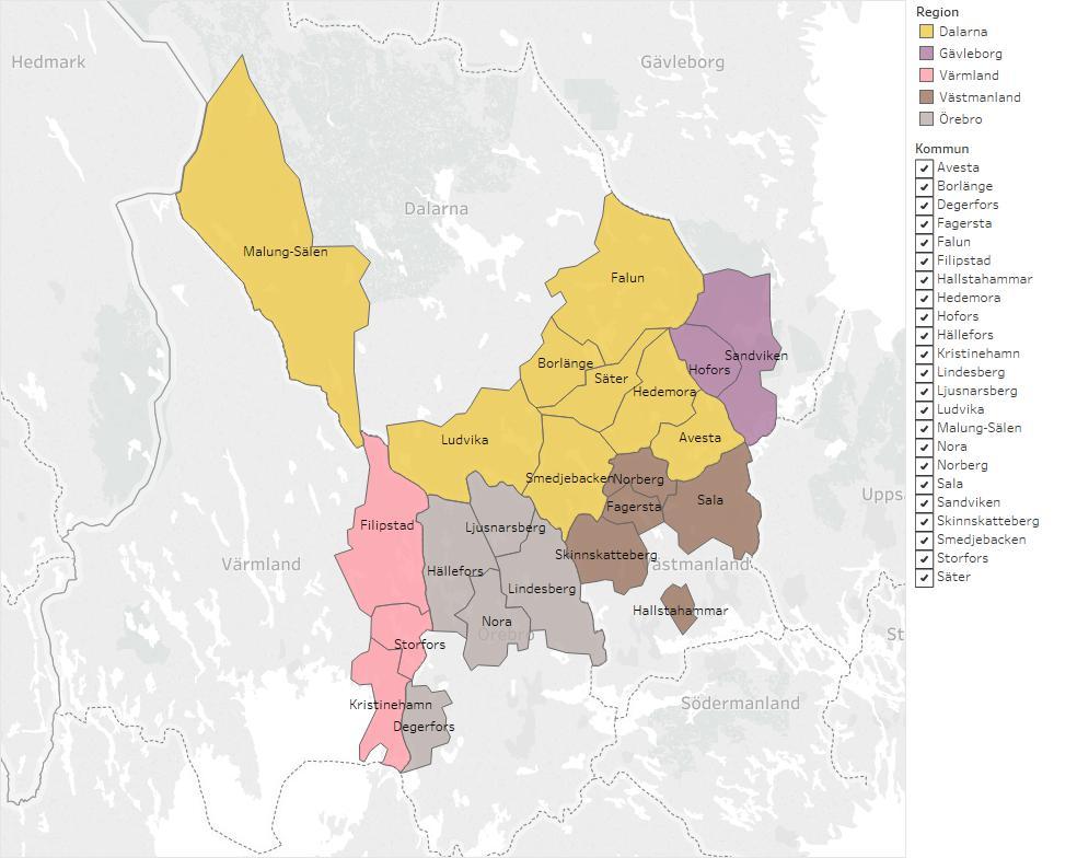 Utmaning: Bergslagen som region Svårt att följa upp en region som Bergslagen Bergslagen tjugotre kommuner, fem län, två programområden Utvärderingar och annan dokumentation följer dessa andra logiker