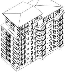 DEN ÄLDRE STENSTADENS HUS Den slutna kvar ters be byg gel sen består av sammanbyggda flerbostadshus i tomtgräns mot gatan. Husen är tre till fem våningar höga. Detta är den typiska stenstadens hus.