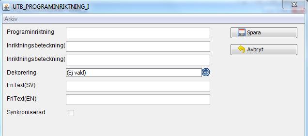 Markera det program du jobbar med och klicka på UTB_PROGRAMINSTANS I den dialog du då får upp klickar du på Ny. I fältet Programinstans: Skriver du in programinstansens beteckning.