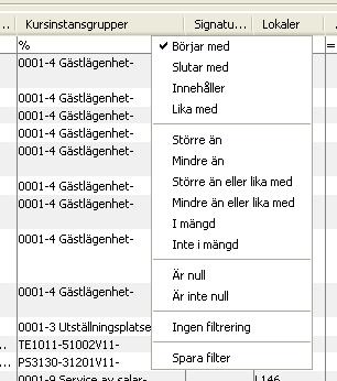 Du kan söka flera resurser, (= lokaler, kursinstanser, signaturer m.m.) samtidigt. Om det är samma sorts resurs skriver du ett kommatecken mellan de resurser du vill söka ut.