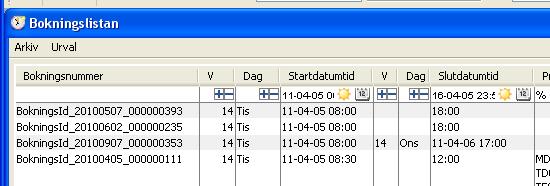 För att ändra storleken har man muspekaren mellan kolumnerna i överskriften, då får man pilar som visar att man ändrar storleken.