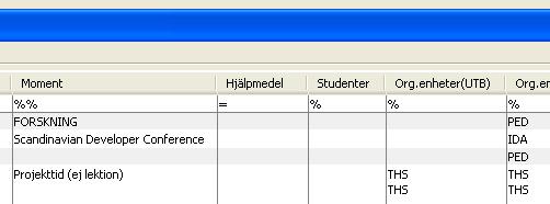 Moment: Här anges momenttexten som syns i schemat. Hjälpmedel: Här anges eventuella hjälpmedel så som dator, projektor etc. som behövs i bokningen.