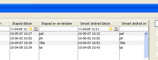 Skapad datum: I den här kolumnen ser du när bokningen är skapad. Skapad av användare: I den här kolumnen ser du vem som har skapat bokningen.