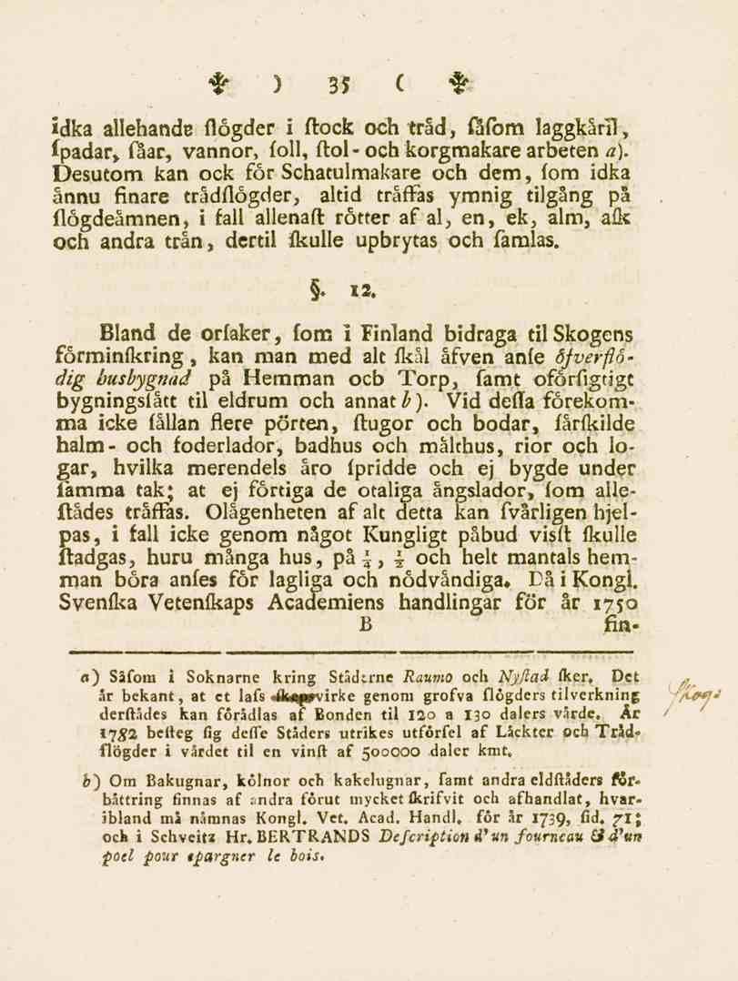 35 idka allehandc flogder i flock och tråd, fåfom laggkåril, fpadar, fåar, vannor, föll, ftol -och korgmakare arbeten a).