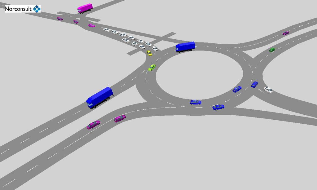 39 (51) Bild 31. Ögonblicksbild från simulering där de 2 körfälten har förlängts.