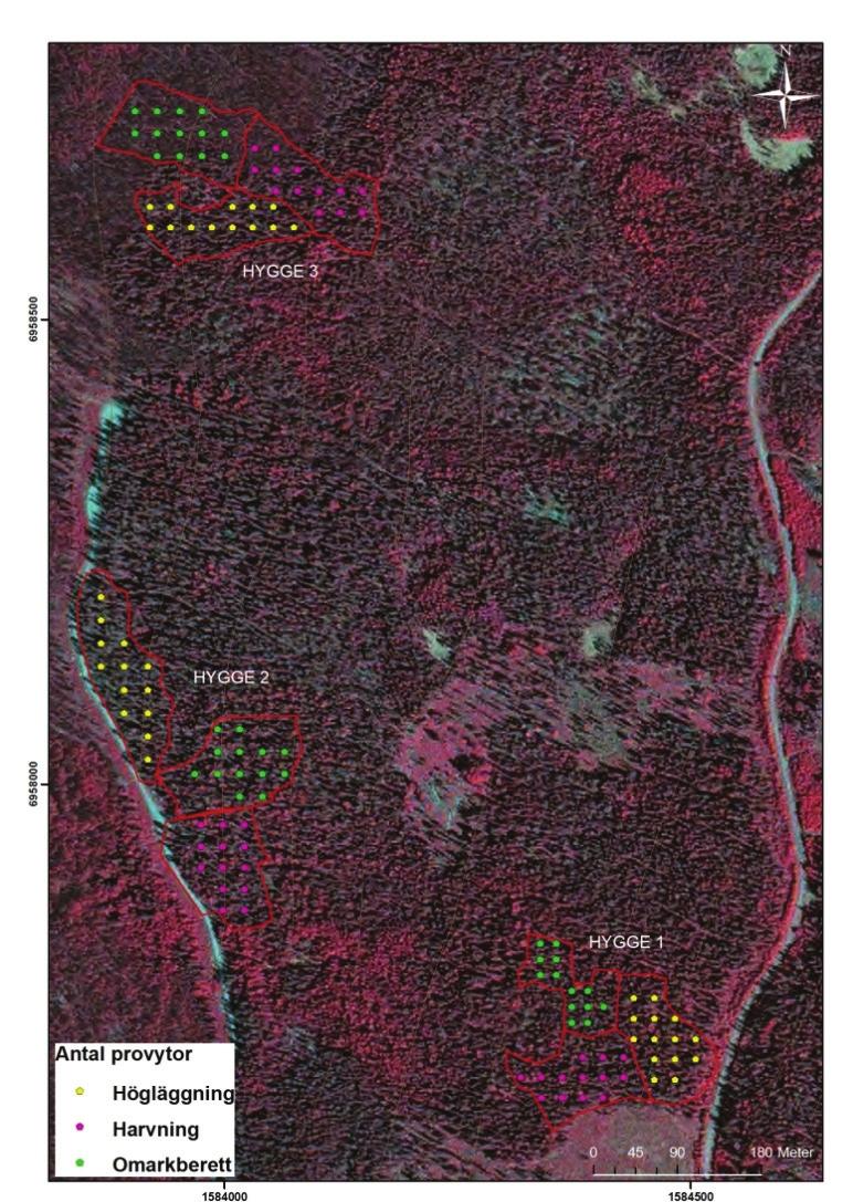 MATERIAL OCH METODER Försökslokal Försöket anlades på tre lokaler (hyggen) i Viksjö (62 43 N).