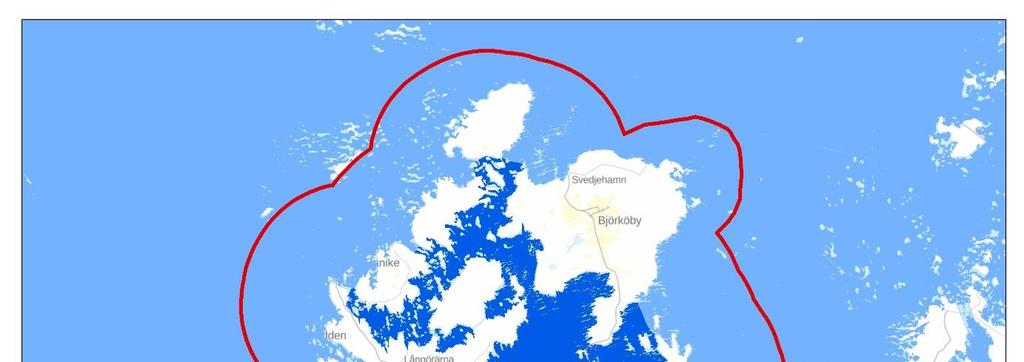Bild 6.3.4. Revöfjärden buffertzon cirka 5 km från Revöfjärdens vattenförekomst. 6.3.5 Södra Stadsfjärden BESKRIVNING AV OMRÅDET Södra stadsfjärden är en stor (1600 ha), grund och rätt så isolerad vik.