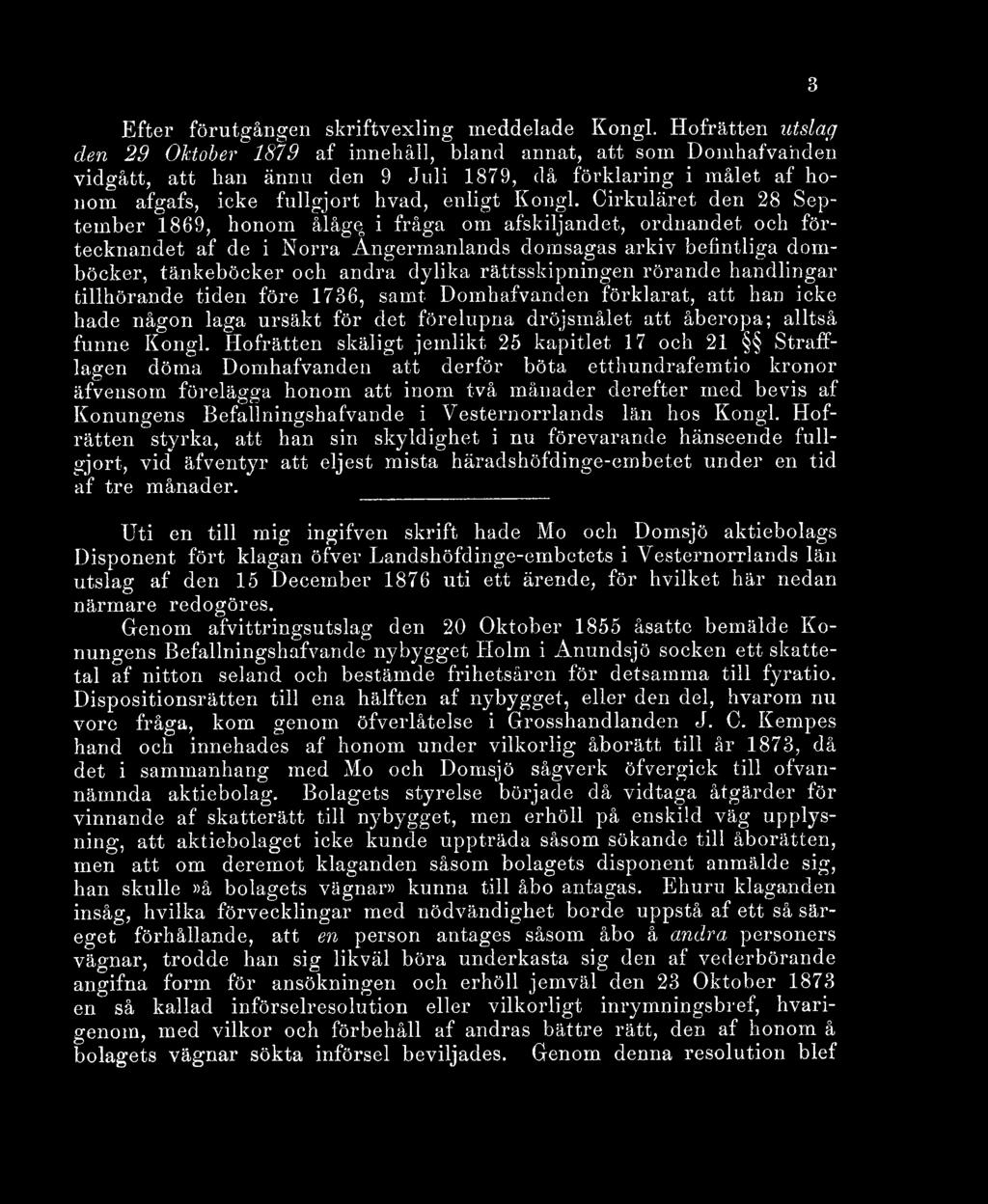 Cirkuläret den 28 September 1869, honom ålåge, i fråga om afskiljande!