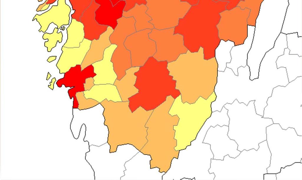 Öckerö 4,1% 5 Tranemo 4,1% 6 Stenungsund 4,3% 7 Härryda 4,6% 8 Orust 4,7% 9