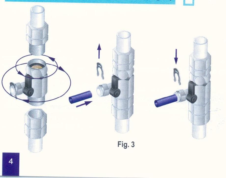 Installation av vattenförsörjningsventilen Stäng av vattnet och släpp trycket. I systemet. Installera snabbkopplingen med ventil. Använd gängtape för gängtätning om nödvändigt. Anslut JG 3/8 slangen.