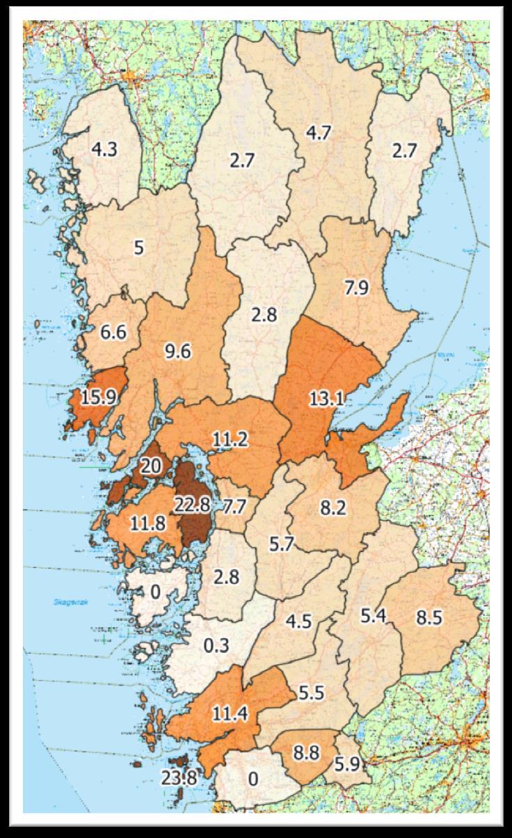 Antal Avskjutning rådjur VGV 2016/2017 Sedan jaktåret 2014/2015 då rådjursavskjutningen i VGV låg på knappt 13000 fällda djur så har avskjutningen minskat.