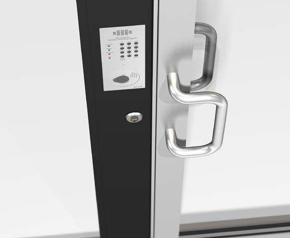 Sapa E-karm för integrerad elektronik Porttelefon, passersystem, kamera, lås och kopplingsdon är några exempel på de vanligaste komponenterna i moderna entréer.