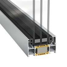 Sapa Thermo 86 Nytt system klarar höga krav Systemet har en stark och stabil konstruktion med 86 mm djupa proiler. I standardutförande är dessa isolerade med 42 mm glasiberarmerade polyamidlister.