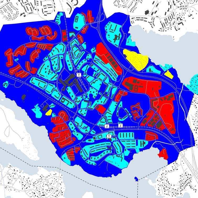 Tillgänglighet 30 Offentlighet Farstas öppna bebyggelsestrukturer leder till diffusa ytor utan tydlig funktion.