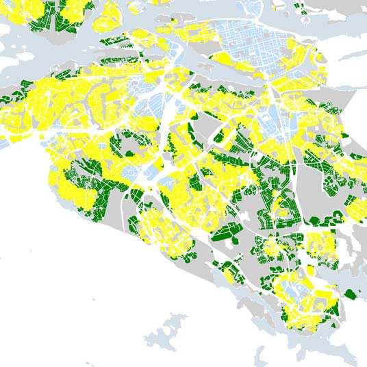Rekreation 41 Grönyta per person Rymligheten (mängden grönyta per person) motsvarar den i Stockholms innerstad.