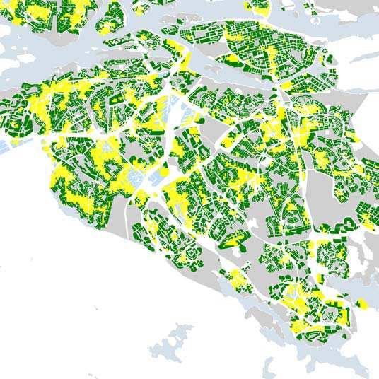 Rekreation 42 Närhet till grönområden En relativt stor andel av Farstas befolkning har längre än 200 meter till