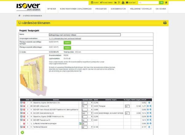 Programmet räknar U-värden utifrån tre stommodeller som är basera på
