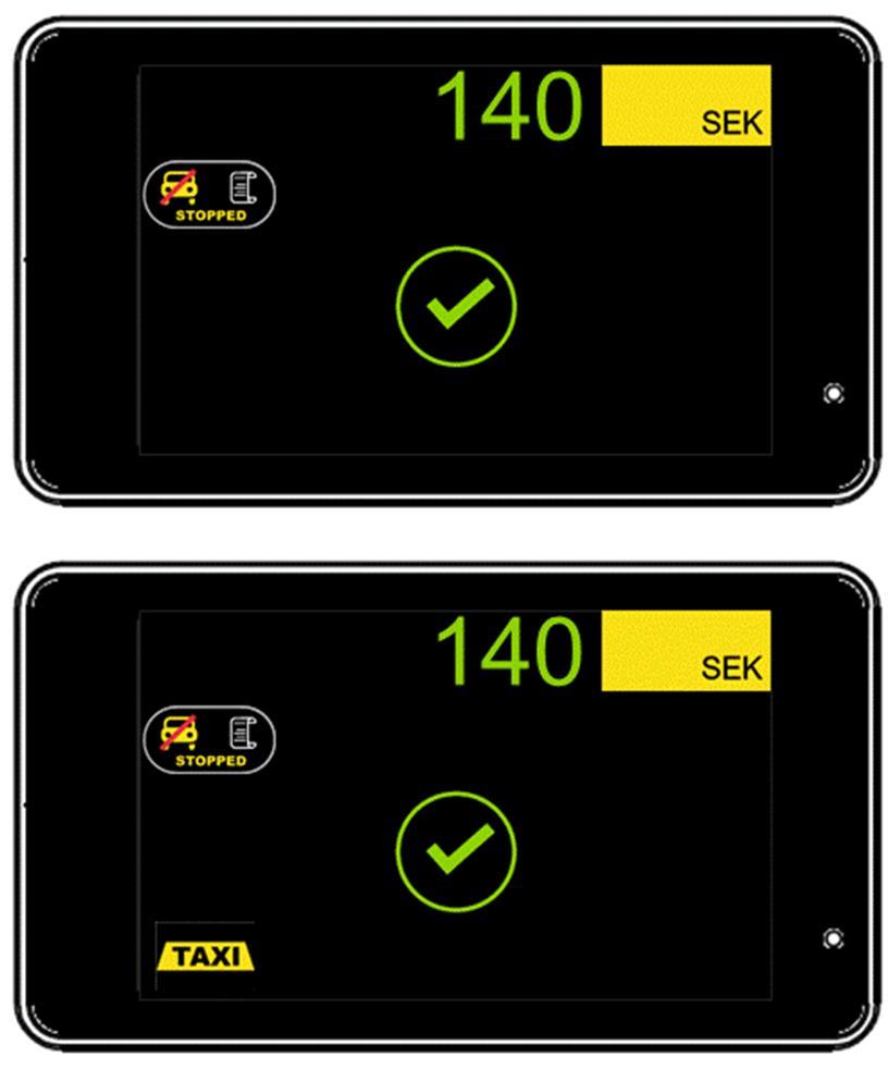 4. Funktioner i KASSA läge 4.1 Avsluta körning genom att gå till KASSA När turen närmar sig sitt slut är det dags att gå till KASSA läget.
