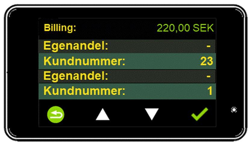 4.9 Egen fakturering M2 T användarmanual För egen fakturering måste man ibland fylla i kundnummer, på en tur som ska faktureras. Taxametern i BETALNINGSLÄGE.