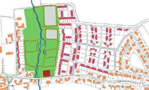 HUVUDSTRUKTUR Förslaget sträcker sig från Södra torvängsvägen i väster till bostadsområdet Solängen i öster.