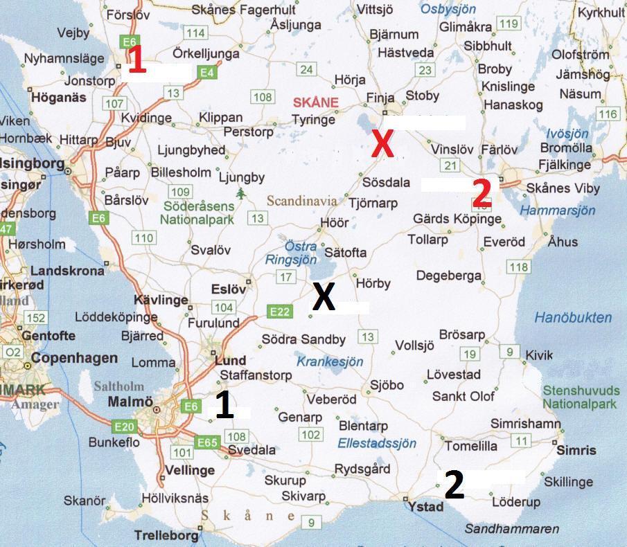 15 25 50 75 FRÅGA 4: SKÅNSK ORTGEOGRAFI VUEN Var ligger Löberöd (ca