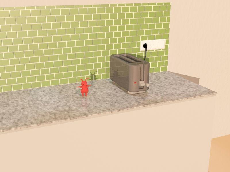 Ljussättning av scen, placering av Mr AreaSpots och renderad vy. 3.4 Animation Scenerna animerades i tre separata filer, döpta i kronologisk ordning.