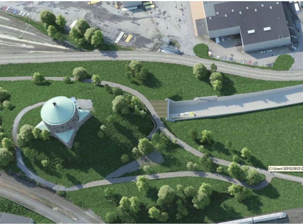 Bilaga2 (Bild från bilaga 2 i tjänsteutlåtandet: Planbeskrivning sid 25) Detta område på ca 35m ska övertäckas enligt reviderad detaljplan