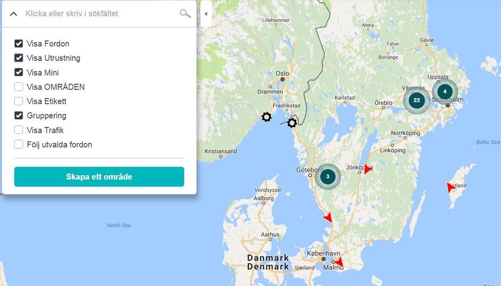 KARTA Kartan i ABAX Equipment Control visar de spårade enheternas senaste position. Vi använder Google Maps för att säkerställa att man alltid har uppdaterade kartor med bästa möjliga kvalitet.