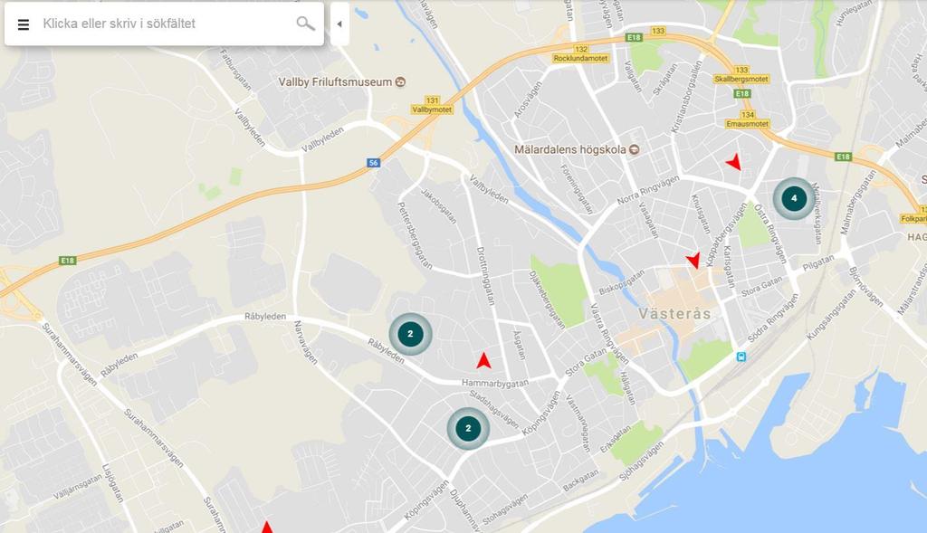 Om det är möjligt kommer systemet även visa gatuadress till platsen och om man använder ABAX Tags, kommer dessa även visas.