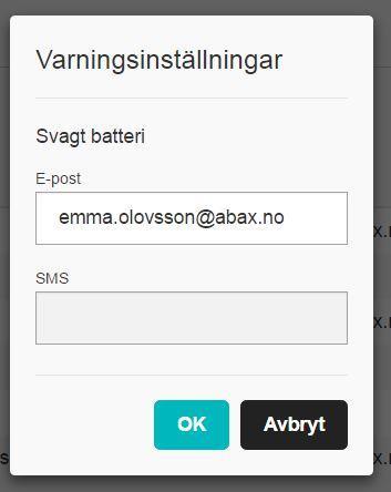 För att lägga till sin e-mail eller telefonnummer så klickar man på varningen och fyller i sina uppgifter.