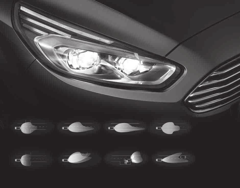 Främre blinkers i LED-teknik Ford S-MAX LED-varselljus fungerar även som körriktningsvisare som blinkar sekventiellt i den riktning du svänger.