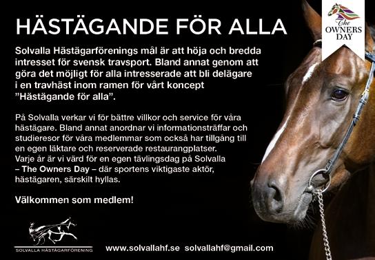 Solvalla har annonserat att alla ägare med starthästar kommer att bjudas på middag i Kongressen under alla tisdagskvällar framöver.