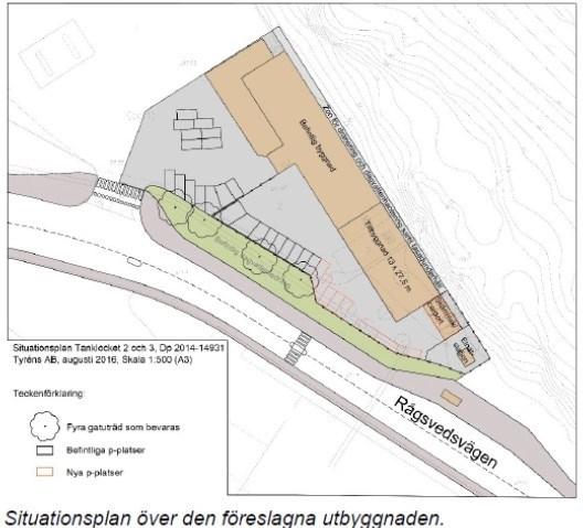 Sida 3 (7) Den del av Älvsjö 1:1 som berörs av projektet utgörs av naturmark. Intrånget i naturmarken bedöms i planarbetet vara så begränsat att det kan motiveras. Inom området finns en död ek.