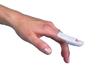 Hand Malletskena av plast Hand För immobilisering av DIP-leden. Fixeras med kardborrband eller tejp.
