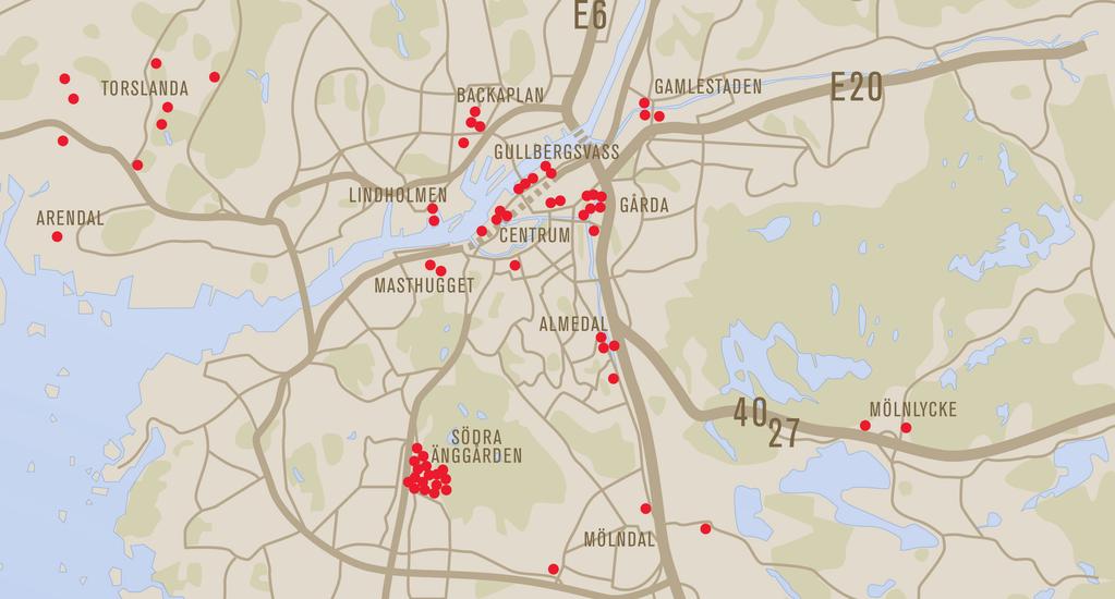 Uthyrningsbar Projektfastighet Område Adress Byggår Markareal yta, kvm Gamlestaden 740:132 Gamlestaden Gamlestadens torg 1 600 - Gårda 2:12 Gårda Venusgatan 2-6 3 600 - Högsbo 2:2 *) Högsbo Gruvgatan