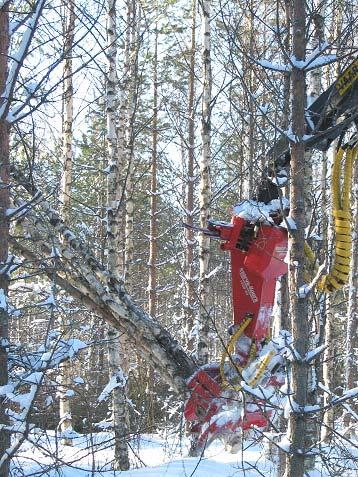INFO från projektet 38 Skörd av energiträd med Naarva-gripen På skogsforskningsinstitutet i Kannus gjordes under vårvintern 2004, försök med skörd av energiträd.
