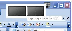 Vänsterklicksmenyn Vänsterklicka på ikonen Skrivbordsuppdelning för att snabbt skicka det aktiva fönstret till valfri del utan att behöva dra och släppa.
