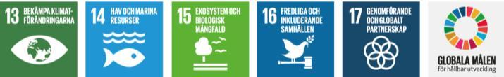 Bild 7 FN:s utvecklingsmål FN:s globala mål för hållbar utveckling. De tre dimensionerna av hållbar utveckling. Målen ska vara uppfyllda till år 2030.