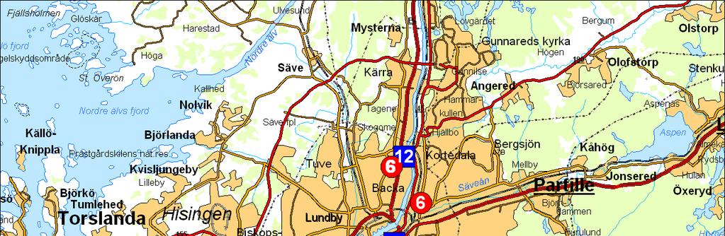 Karta över mätplatser i Göteborg Mätstationer, Luftföroreningar 1 2 3 4 5 6 7 8 Femman, Nordstaden - takstation, höjd 27 m.