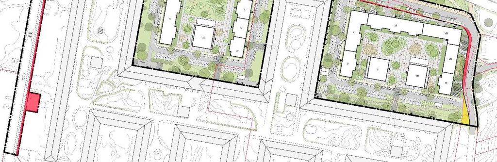 visar hur mark avses överföras i ett genomförande av planen. Bearbetad karta av White Arkitekter.