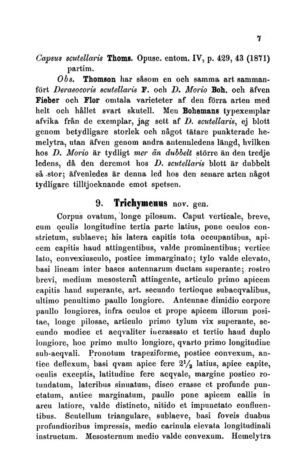 Capsus scutellamis Thors. Opusc. entom. IV, p. 429, 43 (1871) partim. Obs. Thomson liar shfiom en och samma art sammanflrt Deraeocoris scutellaris F. och D. Aorio Boh.